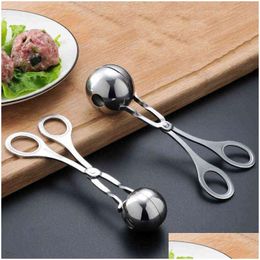 Ice Cream Tools Meatball Scoop Ball Maker Mould Stainless Steel Baller Tongs Non-Stick Meatballs Makers Cookie Scoops Kitchen Cooking Dhkea