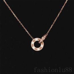 Plated silver necklace letter diamond designer chains for women mens love couples Jewellery fashion versatile senior shiny gems pendant necklaces pretty E23