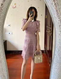 New S-elf - Portrait Pink Purple Love Lace Polo Dress