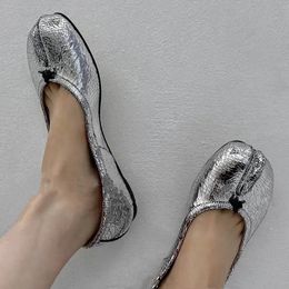 Sandals Silver Split Toe Women Flats Retro Ballet Flat Tabi Shoes Casual Slip-on Loafers Ladies Espadrilles Comfortable Zapatillas Mujer 230713