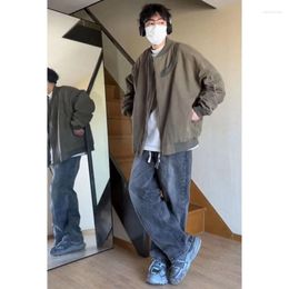 Men's Jackets Harajuku Fashion Zipper Baseball Bomber Jacket For Men With Pockets Casual All-match Streetwear Coats Male Clothing Q649
