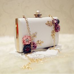 Evening Bags Fashion Women Leather Bag Dinner Party Lady Wedding Flower Clutch Purse white 230714