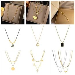 Chains 316L Stainless Steel 12 Styles Love Heart Shape Star Smile Geometry Zircon Pendant Ladies Necklace Fashion Exquisite Jewellery