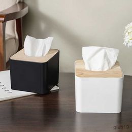 Tissue Boxes Napkins Square Tissue Box with Wooden Cover Black Tissue Paper Box for Car Mini Kitchen Napkin Holder Modern Home Living Storage Case R230714