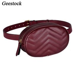 Waist Bags Geestock Fashion Women Packs Bag for PU Leather Round Belt Female Luxury Fanny Pack Crossbody Chest Woman Handbag 230713