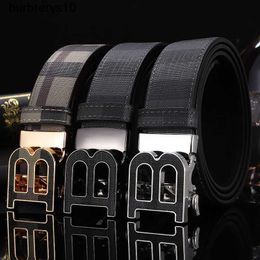 Automatic belt buckle men's leather b-house lattice top layer leather middle-aged and young business belt fashionable Korean version