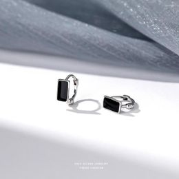 Stud Earrings S925 Sterling Silver Black Square Female Korean Temperament High-end Personality Jewellery Gift