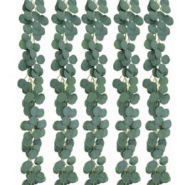 Faux Floral Greenery PARTY JOY 5pcs 1 8M Artificial Eucalyptus Garland Vines Silver Dollar Strands Wedding Decor 230713