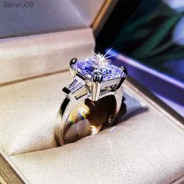 2021 New Inlaid Hearts And Arrows zircon Princess Ring 925 Silver Female Engagement Wedding Party Ring Jewelry gift L230704