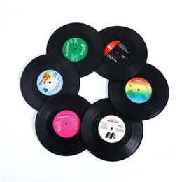 Mats Pads Vinyl Record Disc Coaster For Drinks Heat Resistant Nonslip Home Decor Creative Cup Table Mat Drop Delivery Garden Kitch Dhx5H