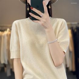 Women's Sweaters O Neck Short Sleeve Pullover Sweater Fashion Cashmere Knitting Summer Wool T-shirt