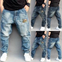 Men's Jeans Plus Size S-3XL Men Jogger Spring Autumn Fashion Casual Elastic Drawstring Waist Loose Long Denim Harem Pants Streetwear