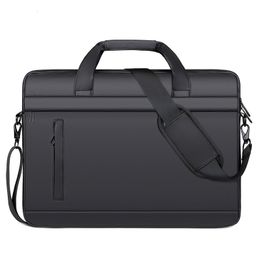 Briefcases Mens Thin For Men Handbags Waterproof Large Capacity Briefcase Shoulder Strap Laptop 156 Inch Black CrossbodyBag 230713