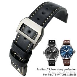 Genuine Leather Watchband For IWC Pilot Watches Spitfire LE Petit Prince Big Pilot Watch Edition Herit Mark18 Antoine 21 22mm 243u