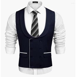 Men's Vests U Lapel Sleeveless Vest Double Breasted Elegant Suits For Men Wedding Steampunk Luxury Man Suit Gilet Blazer Clothing