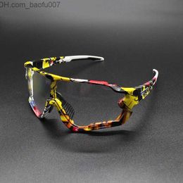 Sunglasses Photochromism sunglasses auto lens TR90 sports bicycle decoloration goggles men's MTB Racing bicycle glasses polarized Z230714