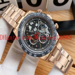 3 Style Cosmograph 42mm 18k Rose Gold Black Dial Skeleton-Dial Mens Automatic Mechanical Watches Men's WristWat289K