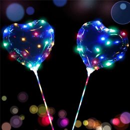 Love Heart Star Shape LED Light Flashing Bobo Balloons Luminous Transparent Balloon with Stick for Christmas Wedding Party Decor