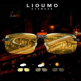 Sunglasses Polarised photochromic outdoor driving sunglasses suitable for men and women's anti glare UV400 day and night driving sunglasses Z230714