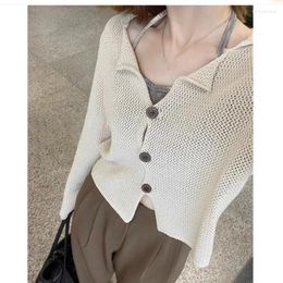 Women's Knits European And American Summer French Hook Flower Hollowed Out Knitted Cardigan Niche Short Top Sun Protection Cover Up