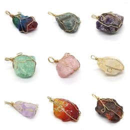 Pendant Necklaces Charms Natural Stone Pendants Winding Irregural Amethysts Rose Quartzs Agates For Women Jewerly DIY Necklace Accessories