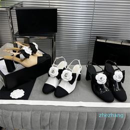 2023-Women High Heel Sandals block heels interlocking slippers slides Fashion 9cm 8.5cm Stiletto Sandal Top designer Luxurys ladies wedding party shoe