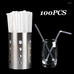 Disposable Cups Straws 100Pcs Plastic Individual Packaging Milk Juice Drinking Straw Transparent Bendable Wedding Party Supply