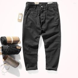 Men's Jeans Autumn And Winter American Retro Heavyweight Thick Denim Straight Washed Old Black Dyed Tapered Hanging Boots Pants