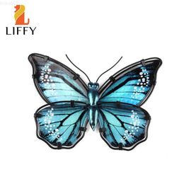 Garden Decorations Home Decor Metal Butterfly with GlassWall Artwork for Garden Decoration Animal Outdoor Statues and Sculptures for Yard L230714