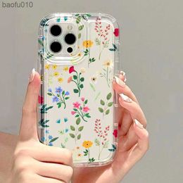 Flowers Phone Case For iPhone 11 Case iPhone 13 14 12 Pro Max XR XS Max X 7 8 14 Plus 6S 6 SE 2022 Shockproof Soft Clear Cover L230619