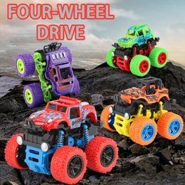 Action Toy Figures Monster Trucks Pull Back Vehicles Rotation 4 Wheels Drive Durable Friction Powered Push and Go Birthday Toys for Kids 230714