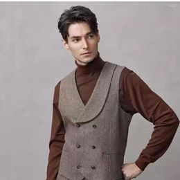 Men's Vests Mens Suit High Quality Inner Wear And Outer Bowtie Herringbone Vest Waistcoat Groom Man Dress Four Seasons Male