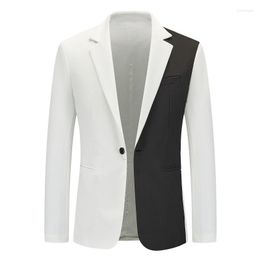 Men's Suits White Black Patchwork Blazer Suit Jacket Men 2023 Brand Notched Lapel One Button Stylish Dinner Party Casual Tops XXL