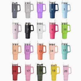 40oz Mugs Tumblers With Handle Insulated Stainless Steel Tumbler With Lids and Straws Coffee Car Termos Cups Big Capacity Water Bottles 0714