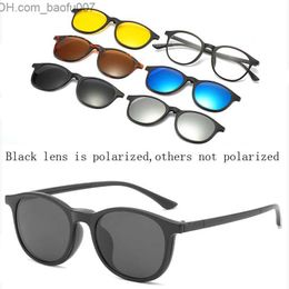 Sunglasses 6 in 1 Customised men's Polarised optical sunglasses clip magnet clip sunglasses Polaroid Corporation clip sunglasses frame Z230809