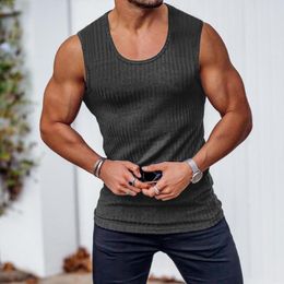 Men's Tank Tops Men Summer Knitted Vertical Stripe Vest Fitness Sports Slim Fit Top Sleeveless T Shirt 2023 Brand Male Clothing