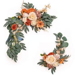 Faux Floral Greenery 2pcs Ser Artificial Arck Simulation Flower Tag Wedding Werved Row Outdoor фоновый украшение 230713