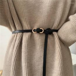 Belts Fashion PU Leather Belt For Women Designer Metal Buckle Thin Waist Strap Female Dress Jeans Coat Sweater Decorative Waistband