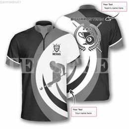 Men's T-Shirts Custom Name Sports Billiards Ball Player Tattoo 3DPrint Summer Casual Polo Zipper Shirts Streetwear Short Sleeves T-Shirts New-A L230713