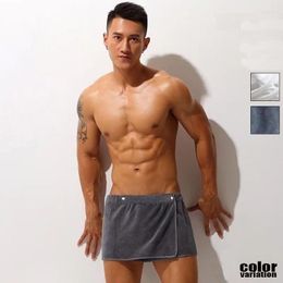 Underpants Men's Shower Skirt Sexy Sleep Bottoms Microfiber Pyjamas Men Nightwear Short Towel Pants Side Split Bathrobe Culottes Soft Thick