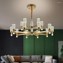 Chandeliers BOSSEN Modern Bubble Crystal Column Chandelier Nordic Designer Minimalist Living Room Dining Bedroom Lamps And Lanterns