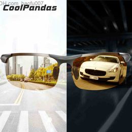 Sunglasses Aluminium magnesium photochromic sunglasses Polarised night vision glasses for men Oculos driving yellow driving glasses gafas de sol Z230726