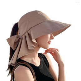 Wide Brim Hats Women Fisherman Hat Bow-knot Round Decorative Sunscreen Foldable Summer Sun Headwear