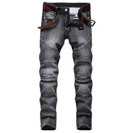 Men's Plus Size Pants New Mans Mens Skinny Jean Loose Straight-leg Distressed Ripped Male Hip-hop Deinim Men Scratch Jeans243E