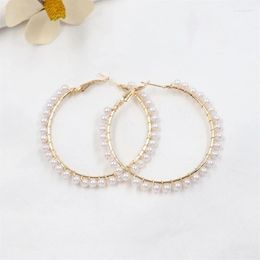 Stud Earrings Exaggerated Fashion Big Circle Imitation Pearl Hoop Female Temperament Personality Street Patting Jewellery