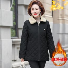 Women's Trench Coats Mom Winter Coat 2023 Fashion Loose 5XL Jacket Women's Autumn Thin Plus Velvet Overcoat Ladies Short Outerwear