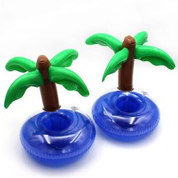 PVC Inflatable Drink Cup Holder Coconut tree Donut Watermelon Pineapple Floating Mat Floating Pool Toys T1I430