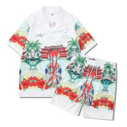 Casablanc Shirt Mens Tracksuits Men Women Casas Shirt Short Set Hawaii Beach Suit Hip Hop Shirt Shorts Fashion Trends Casas Shorts Leis 4614