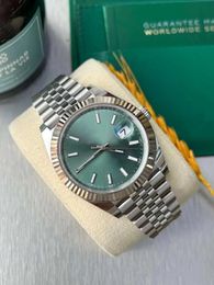 Movement watch Rolaxes Silver Designer 126334 41MM Jubilee Mint Green Dial Mechanical Sapphire Strap Fold Buckle Original Box L