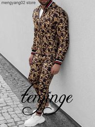 Men's Tracksuits TENJINGE Men sets Leopard Suit 2 Pieces Sport Suits European American Trends 3D Print Zipper Slim Casual Fashion Tracksuits Men T230714 T230714